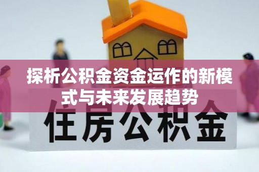 阿坝探析公积金资金运作的新模式与未来发展趋势